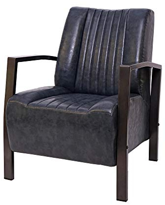 Mendler Sessel HWC-H10 Metall Industriedesign - Vintage grau