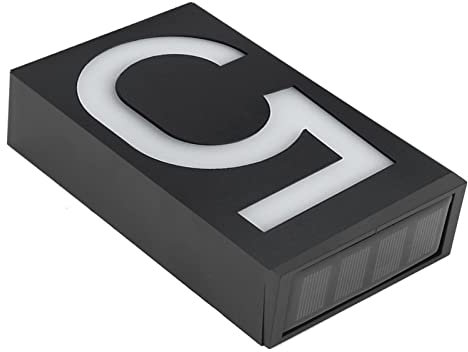 Targhetta per Porta con Luce Solare per Numero Civico a LED Targhe Numeri di Porta Illuminati Luce per Segnaletica Numerica Targhetta con Luci per Indirizzo Porta Negozio(Numero 5)