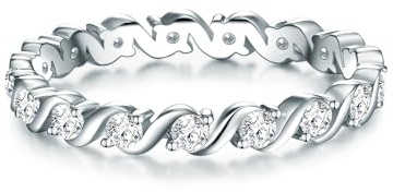 Trilani Damen Ring 925/- Sterling Silber | rhodiniert, Memoirering, Zirkonia, weiß, Brillantschliff