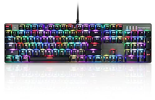 MOTOSPEED Wired RGB Gaming Mechanical Keyboard with Blue Red Switches,104-Key Aluminium Wired Keyboard,Compatible for Mac Windwows and Linux