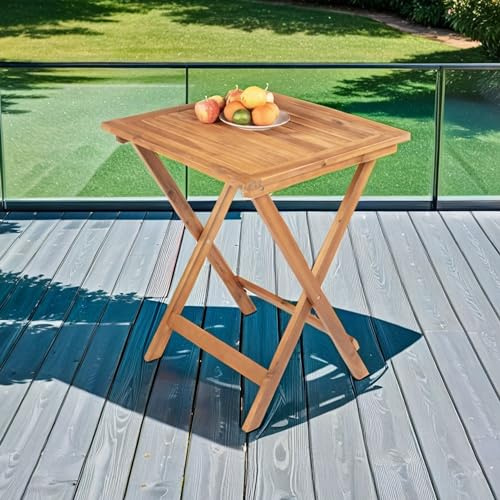 SAM Gartentisch Blossom 60x60 cm Akazienholz massiv & geölt klappbar | Klapptisch, Holztisch für Balkon, Terrasse, Wintergarten oder Garten, pflegeleichtes Unikat