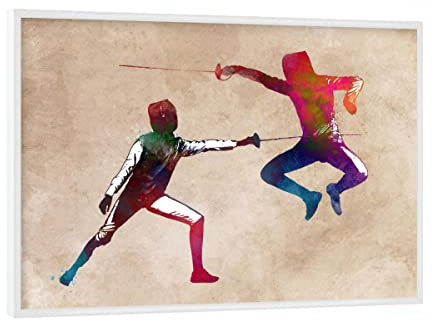 artboxONE Poster mit weißem Rahmen 18x13 cm Sport Fencers Sport - Bild Sport Fechter Fence