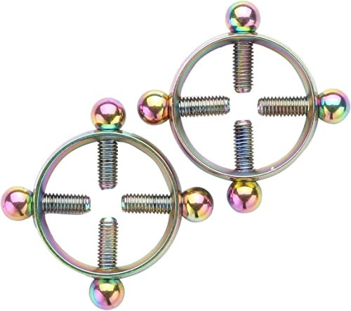 ROLOL Brustwarzenpiercing Ring Clip Nippel NO Piercing Clips Mit Glöckchen Edelstahl Klemm Hoop Ring Klemmring Für Frauen Männer Vielfarbig -Klemmen
