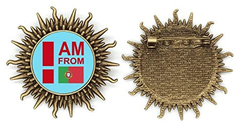 I Am from Portugal Art Deco Fashion Metall Sonne Brosche Haken Pin
