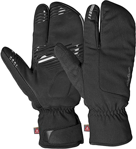 GripGrab Nordic 2 Winddichte Fahrradhandschuhe Winter - 3-Finger Lobster | Mit PrimaLoft Gold Isolierung und gepolsterter Handfläche, Fleecefutter, Klettverschluss - für Rennrad, MTB & Gravelbike