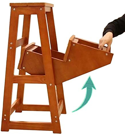 Hamankim 3-Stufen-Hocker, Holzleiter, Klappleitern, Hocker, kleine Fußhocker, rutschfeste Trittleitern für die Heimbibliothek, Küche, Leiter