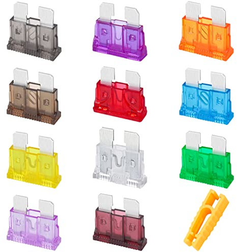 JatilEr Juego de fusibles planos 25 amperios para coches, caravanas, camiones, motocicletas, con 1 extractor