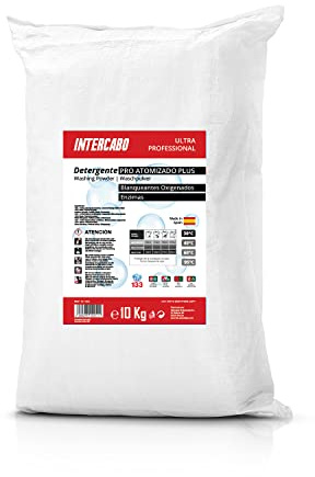 Detergente en polvo para lavadora 10 kg - fórmula atomizada para ropa blanca y de color - detergente de lavandería - limpieza profunda - jabon en polvo ropa - uso intensivo - ULTRA INTERCABO
