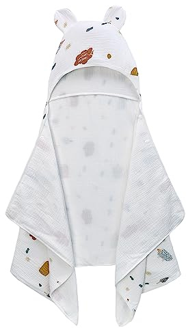 Baby-Badetuch mit Kapuze, 100 % Baumwolle, besonders weich und saugfähig, große Größe 70 x 140 cm, Baby-Essentials-Badetuch für Neugeborene, Kleinkinder, Jungen und Mädchen