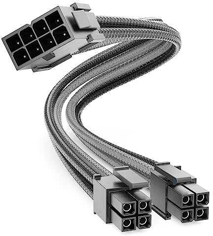 deleyCON 4+4-Pin EPS CPU Processeur Câble d'alimentation Rallonge 30cm - 18 AWG PSU Carte Mère PC Ordinateur Alimentation Électrique Nylon Cordon Électrique Mâle à Femelle - Noir Gris