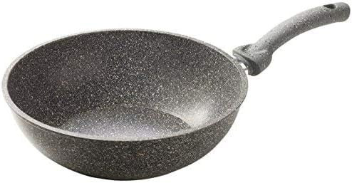 Casa e Cucina Wok Saltapasta Antiaderente Cuore Pietra Accademia Mugnano Effetto Pietra 28 cm No Nichel No PFOA