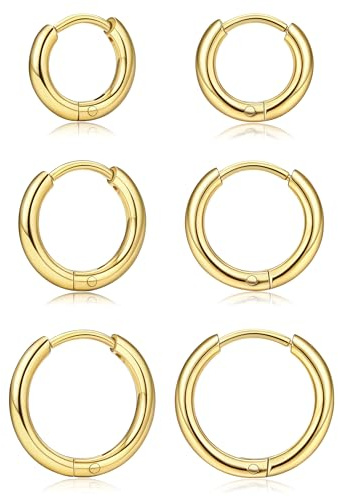 KRFY Ohrringe Set,316L Chirurgenstahl Ohrringe Gold Creolen Klein Hypoallergene Zirkonia Sleeper Huggie Helix Ohr Piercing Ringe Set