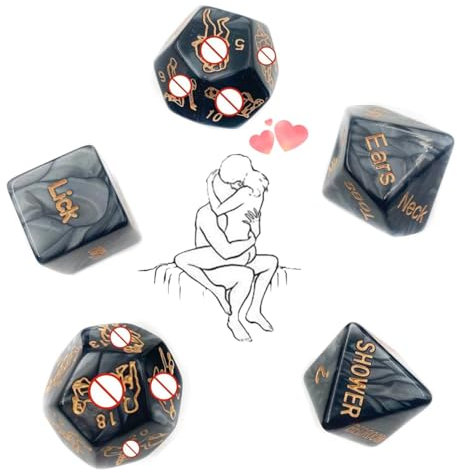 WreGmgg 𝙎𝙚̣𝙭 𝙏σ𝙮𝙨 5 Schwarze Würfel, Spielvielfalt, Spaß!-T065, Black