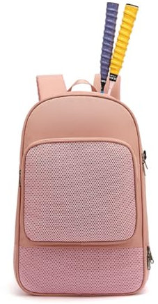 Hixingo Tennisrucksack für Damen und Herren, Tennisschläger Rucksack mit Schuhfach Große Kapazität Sportrucksack für Tennisschläger, Badmintonschläger und Basketbälle (46x31x19cm,Rosa)