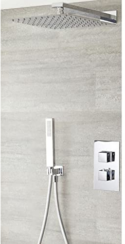 MILANO Mixer Valve 300mm Wall Mounted Square Shower Head Handset Chrome