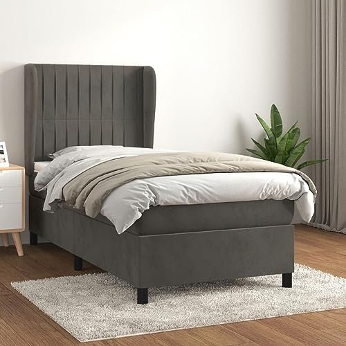 ARKEM Boxspringbett mit Matratze Betten Matratze Bett Mit Matratze Boxspringbett Mit Bettkasten Dunkelgrau 90x190 cm Samt
