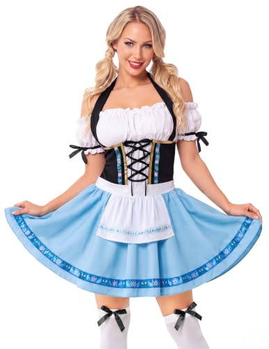 Spooktacular Creations Oktoberfest-kläder för kvinnor, tysk bayersk dirndl-klänning för halloween, cosplay, ölkarneval