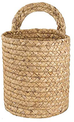 Boho-Seegras-Bauchkorb, Kleiner Gewebter Farn-Hängeseilkorb, Blumenpflanzen, Wandkorb-Dekor-Set, Boho für Wohnzimmer, Badezimmer, Wäsche, Spielzeug, Lebensmittelaufbewahrung, (L)