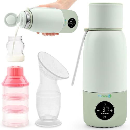 Calentador Recargable de Leche con Dispensador de Fórmula - 17oz/500mL, Rápido Calentamiento, Control Preciso de la Temperatura, Hasta 12 Horas de Calentamiento de Leche con Pantalla LCD, Verde