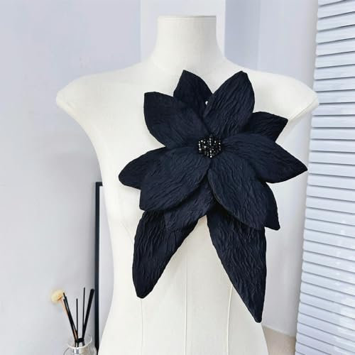 Organza Plissee Blumen Brosche Applikation Nagel Perlen DIY Kleid Kleidung Accessoires Patch