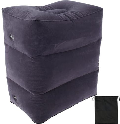 Airplane Footrest, Inflatable Foot Rest for Kids,3 Layer Height Adjustable Inflatable Airplane Foot, Toddlers Travel Bed Box, Portable Travel Accessories for Long Flight, Car(Navy Blue)