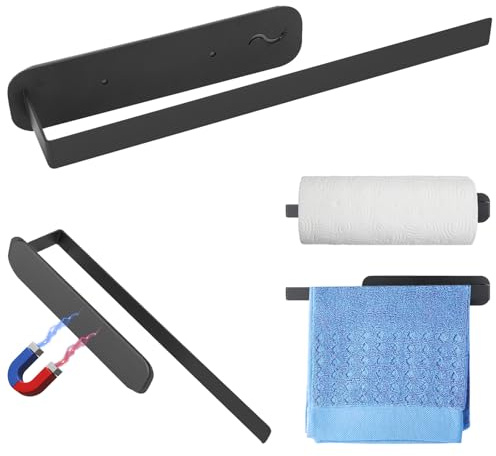 XCRPRT KüChenrollenhalter Ohne Bohren Kuchenroller Halter, Küchenpapierhalter Wand, Selbstklebend Praktisch Rollenhalter Unter Schrank FüR Für Speisekammer, Waschbecken, Badezimmer(Schwarz)