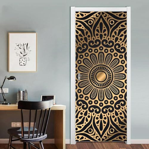 3D Türtapete Selbstklebend Türposter - Luxuriöses Blumenmuster 77 X 200 Cm - Türaufkleber Fototapete Abziehen Und Aufkleben Türfolie Tür Tapete Poster Stickers - Kinderzimmer Wohnzimmer Küche Schlafz