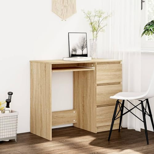 LAPOOH Schreibtisch Sonoma-Eiche 90x45x76 cm Holzwerkstoff, Gaming Tisch, Computertisch, Computer Desk, Office Table, Bürotisch, Arbeitstisch, Nähtisch, Pc Tisch