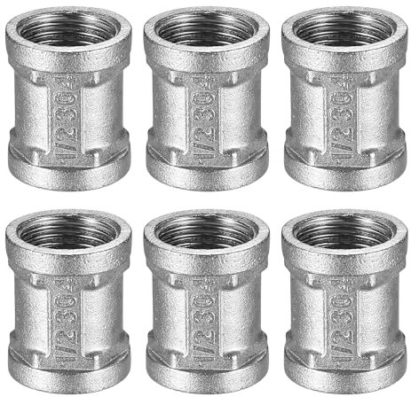 6 Pz Manicotto in Acciaio inossidabile, Raccordo Filettato, 1/2 Femmina a 1/2 Femmina BSP Filettatura in Acciaio inossidabile, Raccordi ﻿