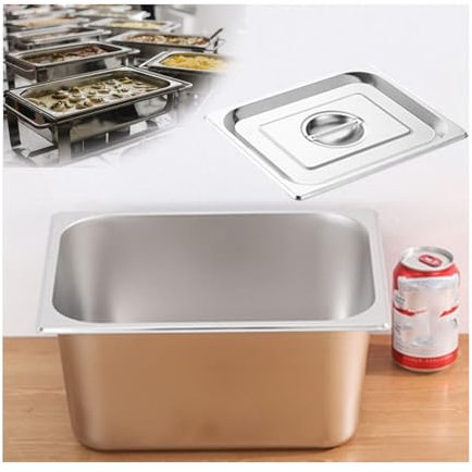 NJDQFA Rechteckig Buffet Speisenwärmer,Thermobehälter Für Speiseeis,Edelstahl Meal Prep Boxen Gastronormbehälter,1/2（32.5 * 26.5）,20cm0.8side