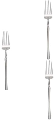 Garneck 3pcs European Design Small Waist Forks Stainless Steel Dinner Forks Long Handle Comfortable to Hold Mirror Polished Suitable for Fruit Cakes Dessert Office Home