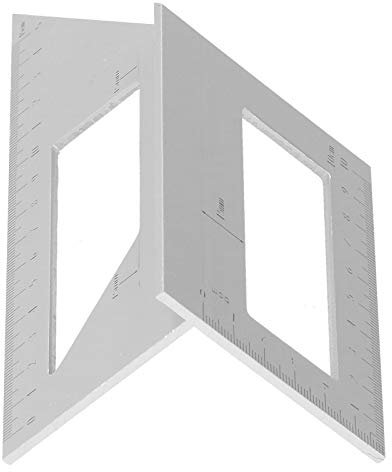 Multi Angle Measuring Ruler, Right Angle Ruler 45/90 Degree T Angle Gauge Straight Ruler Angle Measuring Tool 3D Mitre Degree Measuring Tool Woodworking Square Protractor (Silver)