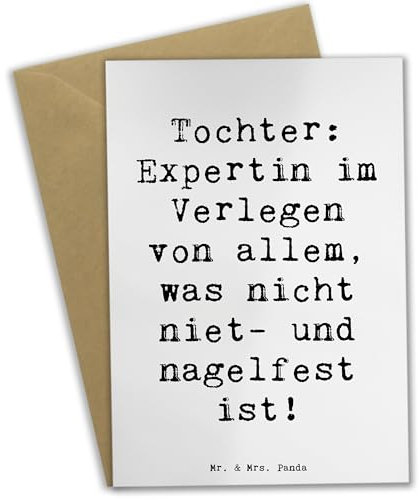 Mr. & Mrs. Panda Glückwunschkarte Spruch Tochter Expertin - Geschenk, Einfallsreichtum, Familie, weihnachtskarten, einladungskarten, Klappkarte, hochzeitskarten, Liebenswert, Weihnachten, osterkarte