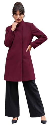 Roman Originals Tailored Funnel Neck Pocket Detail Coat for Women UK - Ladies Everyday Autumn Winter Comfy Soft Evening Vacation Work Party Night Out