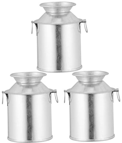 IMIKEYA Vintage Iron Art Flower Bucket Plant Container Set, 3pcs Rustic Metal Flower Pots for Garden Decoration and Home Plant Holders