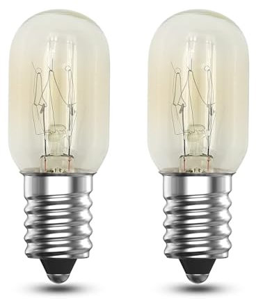 EASYIVY E14 Fridge Light Bulb Dimmable, 230V Pygmy Bulb Small Edison Screw SES Sewing Machine Bulbs, T20 Refrigerator Light E14 Salt Lamp Bulbs, Warm White 2700K, 2-Pack