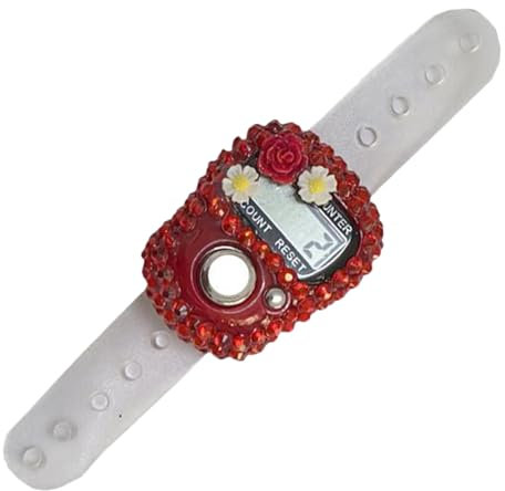 Biniveil Fingerzählerring, Fingerclicker -Zähler,Hand Tally Counter Ring | Einstellbar angestellte Zählzahl -Gerät mit Blumen -Strass -Design, Sportzubehör für die Schule
