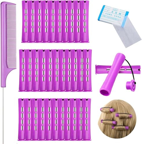 30 Pieces Medium Size Hair Curlers Rollers, 0.75 Inch Hair Rollers, Perm Rods Perm Kit, Home Perm Kits