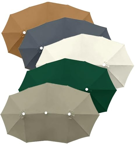 4.6m Replacement Canopy for Double Patio Umbrella 12 Ribs Garden Shade Cover Waterproof Beige Outdoor Sunshade Perfect for Deck and Backyard Use