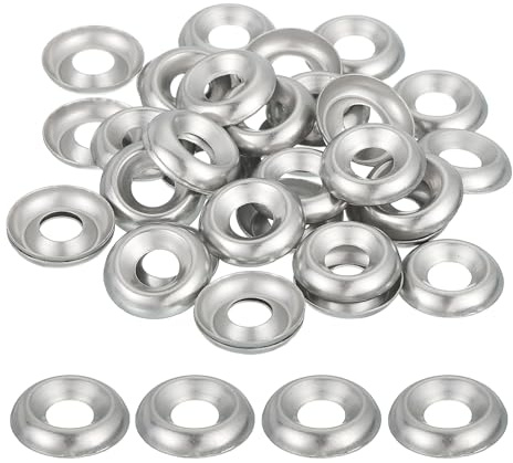 QUARKZMAN Konische Senkscheiben #8, Becherförmige Unterlegscheiben 100Stk | Edelstahl Zierscheiben für Senkkopfschrauben, Silber Senkkopf Beilagscheiben Set für Schrauben Zubehör
