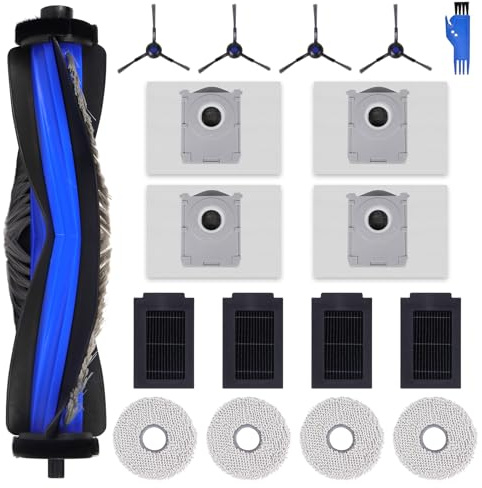 T50 Max Accessoires de Rechange pour ECOVACS DEEBOT T50 Max Pro Omni | T50 Max Pro Gen2 Robot Aspirateur, 1 Brosse Principale, 4 Filtres, 4 Brosses Latérales, 4 Serpillières, 4 Sacs à Poussière