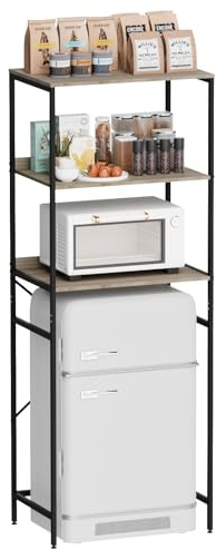 QieerHior Mini Fridge Shelf Mini Fridge and Microwave Stand Over Mini Fridge Storage Rack 3 Tier Microwave and Fridge Stand Suitable for Dorm, Kitchens, Offices, Gray