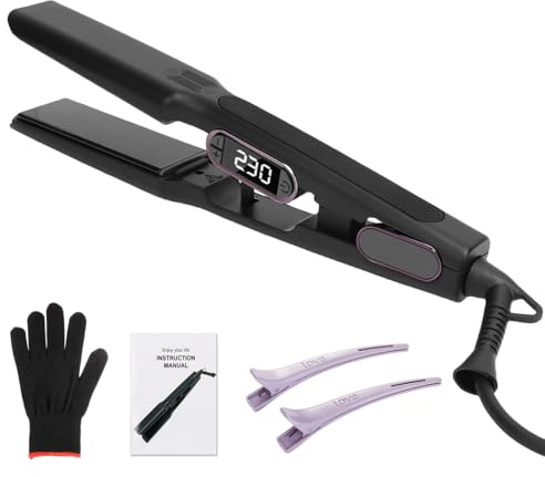 Bestauty Wide Plate Hair Straighteners, 40mm Floating Ceramic Coated Plates for Smooth Gliding, Hair Straighteners with 15 Settings 80℃-230℃, PTC Rapid Heating, Dual Voltage, Gifts for Women