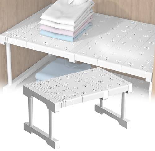 Verstellbare Regale für Schrank, Erweiterbares Einlegeböden Schrankregal, Einlegeböden für Schränke, Kleiderschrank, Schrank, Küche, Badezimmer, 24cm Weit, 22 cm Groß, Verstellbare Länge 27-38cm