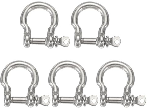 PATIKIL 5 Piezas Grillete Arco Acero Inoxidable 3/10(8mm) Grilletes Grandes con Pasador Rosca para Cadena Bote Velero Enganche Cordón Cuerda Paracaídas Joyería Aparejos Marinos Plateado