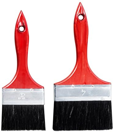 2 Pcs Paint Brush Set, 1 x 3 & 1 x 4 Shed & Fence Paint Brushes Set, Boiled Bristle Paint-Brushes, Big and Small Wooden Handle Masonry Brushes for small Edging Painting, Large Surface Decorating