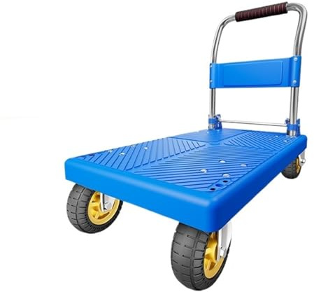 Carretilla de Mano Carretilla de Plataforma con Ruedas 5 Pulgadas, Carro utilitario for Uso Industrial y Comercial Transpaleta Manual(Blue)