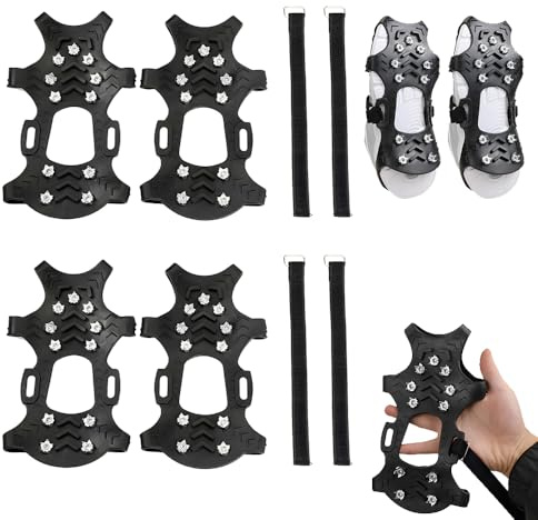 Anti Rutsch Schuhspikes, 2026 Neu Universal Spikes für Schuhe Winter Schuhspikes mit 11 Zähne, Grödel Wanderschuhe Für Winters Spikesohlen Wandern Winter Outdoor Gehen Joggen Bergsteigen (2Pcs, L)