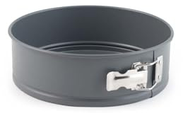 H&H Tortiera 1 Fondo Deli Chef 22 cm in Alluminio con Rivestimento Antiaderente – Colore Grigio – Stampo per Torte e Dolci – Lavabile in Lavastoviglie – Ideale anche per Uso Professionale
