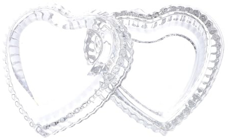 Boîte à Bijoux en Verre Gaufré, Cœur Rétro, Rangement Décoratif Élégant | Couvercle Inclus, Contenant Transparent pour Petits Objets et Ornements, Décoration du Bureau Maison